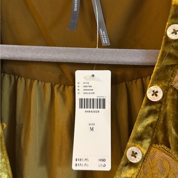 Anthropologie Gold Velvet Blouse - Picture 9 of 13